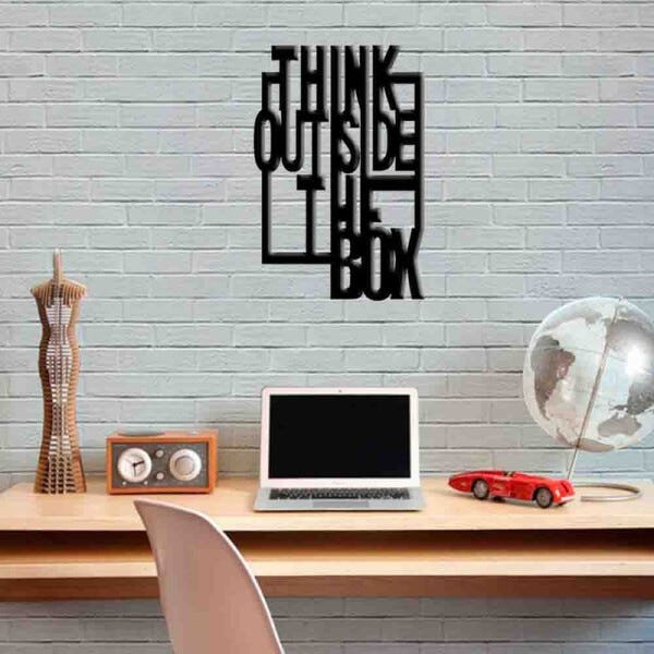 Quadro Decorativo Think Outside The Box 3mm Vazado - Mdf:Preto - 3