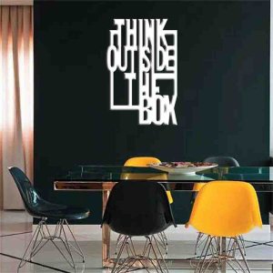 Quadro Decorativo Think Outside The Box 3mm Vazado - Mdf:Branco