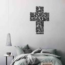 Ver imagem 2 de Quadro Decorativo Oração Pai Nosso em Cruz 3mm Vazado - Mdf:Preto