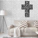 Ver imagem 1 de Quadro Decorativo Oração Pai Nosso em Cruz 3mm Vazado - Mdf:Preto