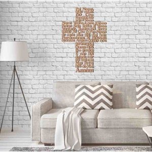 Quadro Decorativo Oração Pai Nosso em Cruz 3mm Vazado - Mdf:Mdf