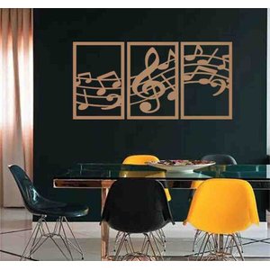 Quadro Decorativo Notas Musicais 3mm Vazado - Mdf:Mdf