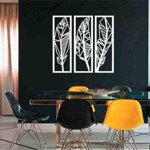 Quadro Decorativo Penas 3mm Vazado - Mdf:Branco