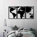 Ver imagem 2 de Quadro Decorativo Mapa Mundi Político 6mm Com moldura - Mdf:Preto