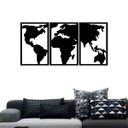Ver imagem 1 de Quadro Decorativo Mapa Mundi Político 6mm Com moldura - Mdf:Preto