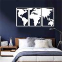 Ver imagem 2 de Quadro Decorativo Mapa Mundi Político 6mm Com moldura - Mdf:Branco