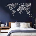 Ver imagem 2 de Quadro Decorativo Mapa Mundi Geométrico 6mm Vazado - Mdf:Branco