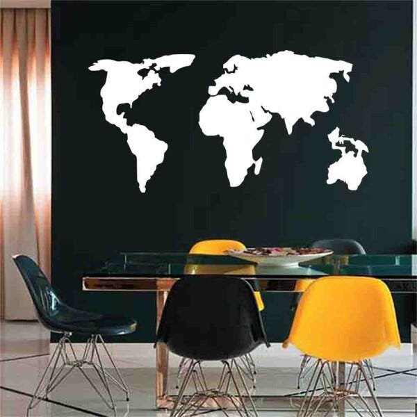 Quadro Decorativo Mapa Mundi Político 3mm - Mdf:Branco