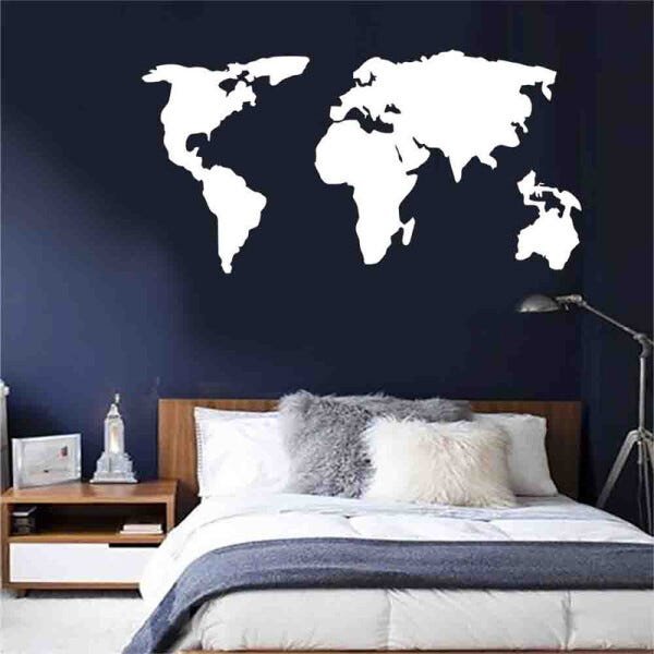 Quadro Decorativo Mapa Mundi Político 3mm - Mdf:Branco - 2