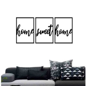 Quadro Decorativo Home Sweet Home 3mm Vazado - Mdf:Preto