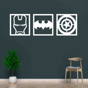 Quadro Decorativo Herois 3mm Vazado - Mdf:Branco