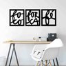 Quadro Decorativo Foco, Força, Fé e Amor 3mm Vazado - Mdf:Preto - 1
