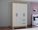 Ver imagem 2 de Guarda Roupa Toquio 4 Portas 2 Gv - Castanho/white- Poquema