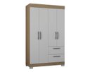 Ver imagem 1 de Guarda Roupa Toquio 4 Portas 2 Gv - Castanho/white- Poquema