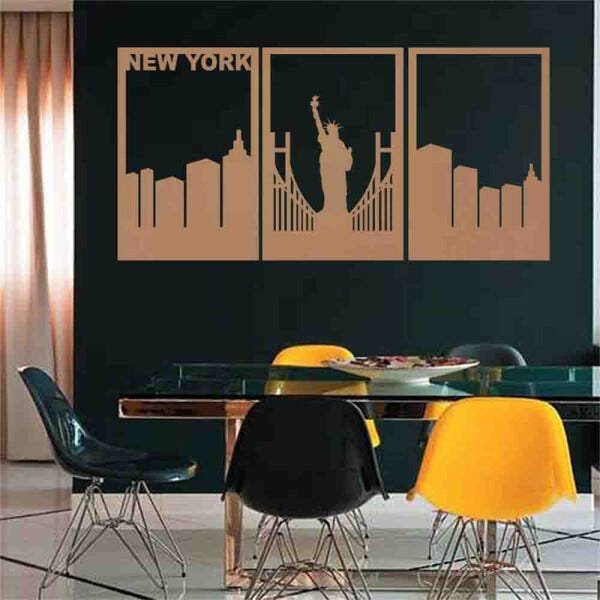 Quadro Decorativo New York 3mm Vazado - Mdf:Mdf