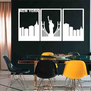 Quadro Decorativo New York 3mm Vazado - Mdf:Branco
