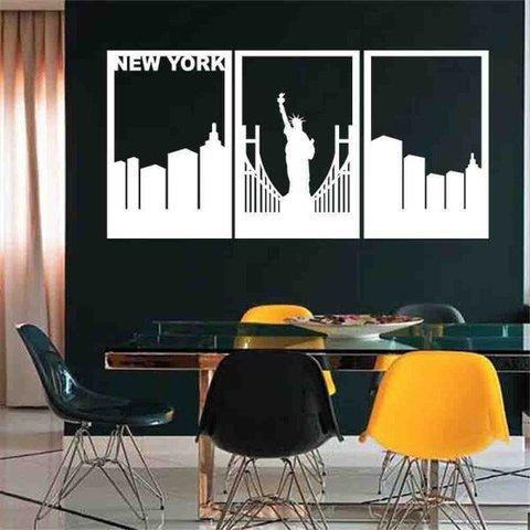 Quadro Decorativo New York 3mm Vazado - Mdf:Branco