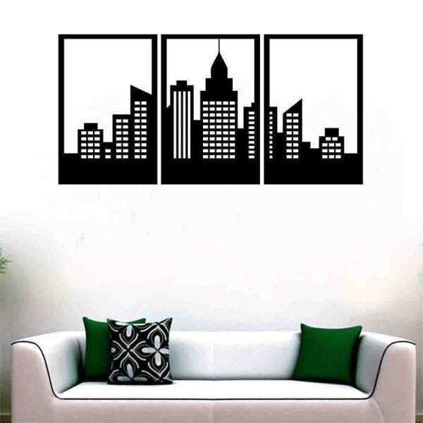 Quadro Decorativo Cidade 3mm Vazado - Mdf:Preto - 2