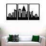 Quadro Decorativo Cidade 3mm Vazado - Mdf:Preto - 2