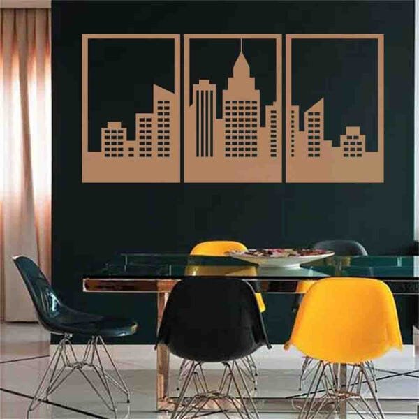 Quadro Decorativo Cidade 3mm Vazado - Mdf:Mdf