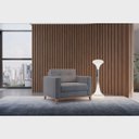 Ver imagem 2 de Poltrona Decorativa Estofada Living em Tecido Linho para Sala - Areia