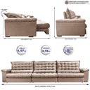 Ver imagem 2 de Sofá Retrátil e Reclinável 4,15m Molas Ensacadas Cama inBox Big Space com Bordado 3D Velusoft