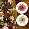 Kit com 6 Flores Prata Enfeite Glitter Árvore de Natal Decoração Natalina Luxo - 8