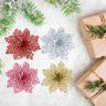 Kit com 6 Flores Prata Enfeite Glitter Árvore de Natal Decoração Natalina Luxo - 4