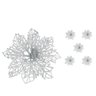 Kit com 6 Flores Prata Enfeite Glitter Árvore de Natal Decoração Natalina Luxo - 6