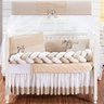 Kit Protetor Berço Americano Trançado Menino e Menina Laço Doce de Bebê Bege 12 peças LANÇAMENTO - 1