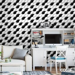 Papel De Parede Adesivo Lavável Circulos Brancos E Pretos 18M - 1