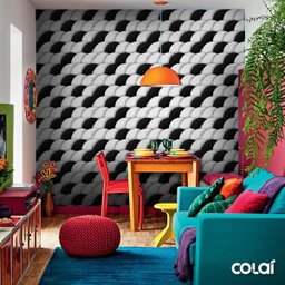 Papel De Parede Adesivo Lavável Circulos Brancos E Pretos 18M - 4