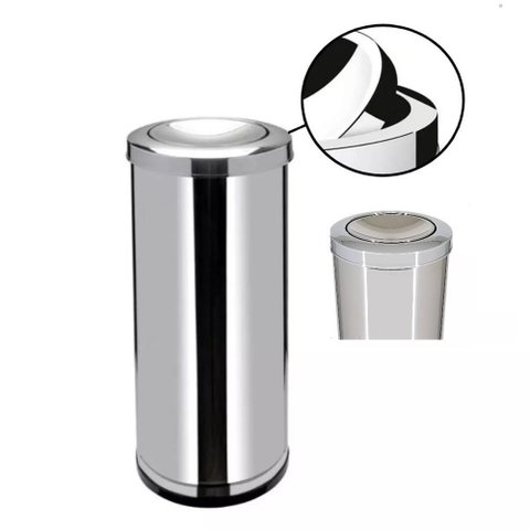 Lixeira Inox com Tampa Basculante Cesto Organizador Lixo Cozinha Banheiro Escritorio Design Moderno