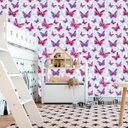 Ver imagem 3 de Papel de Parede Azul Claro com Borboletas Vermelhas e Lilas