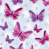 Papel de Parede Azul Claro com Borboletas Vermelhas e Lilas - 5