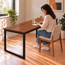 Ver imagem 6 de Mesa de Jantar Reforçada Industrial 180x80cm Tampo Marrom Pés Preto