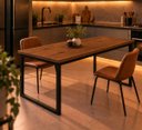 Ver imagem 2 de Mesa de Jantar Reforçada Industrial 180x80cm Tampo Marrom Pés Preto