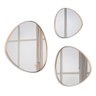 Trio Espelho Orgânico Decorativo com Moldura de Couro Cor Caramelo - 1