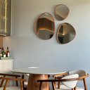 Ver imagem 2 de Trio Espelho Orgânico Decorativo com Moldura de Couro Cor Caramelo