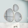 Trio Espelho Orgânico Decorativo com Moldura de Couro Cor Caramelo - 5