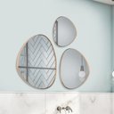 Ver imagem 5 de Trio Espelho Orgânico Decorativo com Moldura de Couro Cor Caramelo