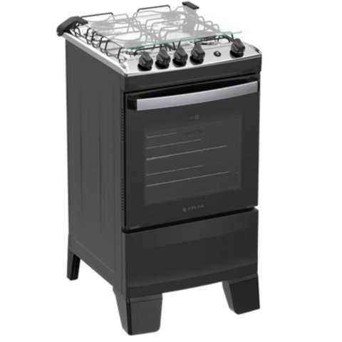 Fogão 4 Bocas Atlas Agile com Mesa Inox:Preto