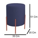 Ver imagem 4 de Puff Orgânico Veludo Thor com Pés de Ferro Rosê - 7 Decor Azul Marinho