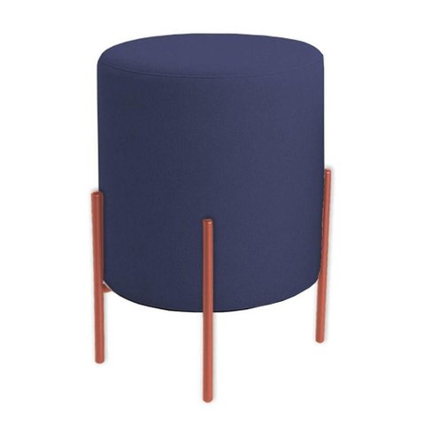 Puff Orgânico Veludo Thor com Pés de Ferro Rosê - 7 Decor Azul Marinho