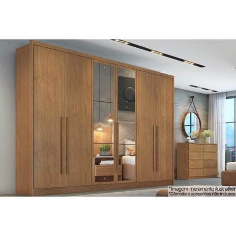 Guarda Roupa 6 Portas e 6 Gavetas C/ Espelho Robust/livorno Cumaru - Novo Horizonte