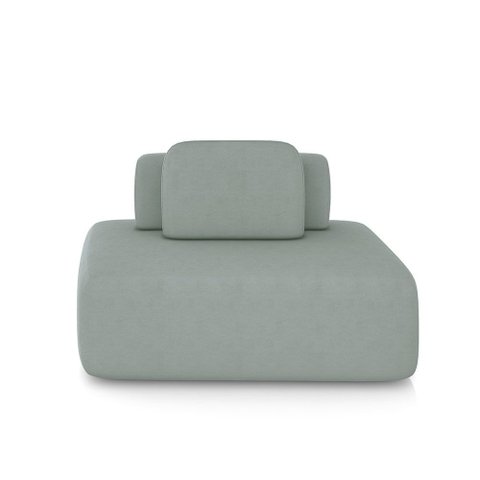 Sofá Ilha Sala de Estar Modulado Dakota 142cm Encosto Almofada Solta Veludo Cinza Claro G33 - Gran B