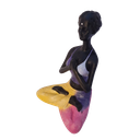 Ver imagem 2 de Bailarina Yoga Yogui Pernas Cruzadas Orando Degradê Azul Roxo Rosa e Amarelo - Peça em Gesso