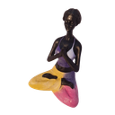 Ver imagem 3 de Bailarina Yoga Yogui Pernas Cruzadas Orando Degradê Azul Roxo Rosa e Amarelo - Peça em Gesso