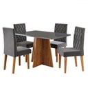 Ver imagem 1 de Mesa de Jantar 4 Lugares Antonella Mel/cinza/veludo Cinza - Viero Móveis