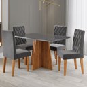 Ver imagem 2 de Mesa de Jantar 4 Lugares Antonella Mel/cinza/veludo Cinza - Viero Móveis